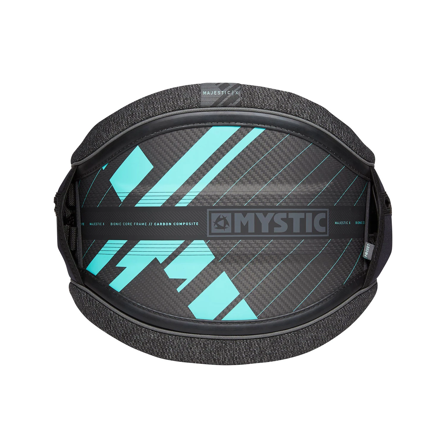 Mystic Majestic X Waist Harness No Spreader Bar - Black/Mint 1 Mystic Majestic X Waist Harness No Spreader Bar - Black/Mint