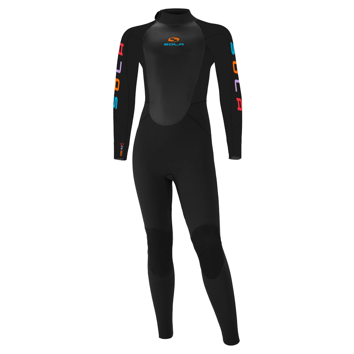 Sola Kids Fire 4/3mm Back Zip Wetsuit - Black 1 Sola Kids Fire 4/3mm Back Zip Wetsuit - Black