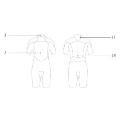 Mystic Kids Star 3/2mm Back-Zip Flatlock Shorty Wetsuit - Navy -Diving Specialty Store 35400.180062 410 Outline Diagram