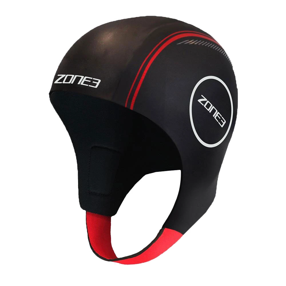 Zone3 Neoprene Swim Cap - Black/Red 1 Zone3 Neoprene Swim Cap - Black/Red