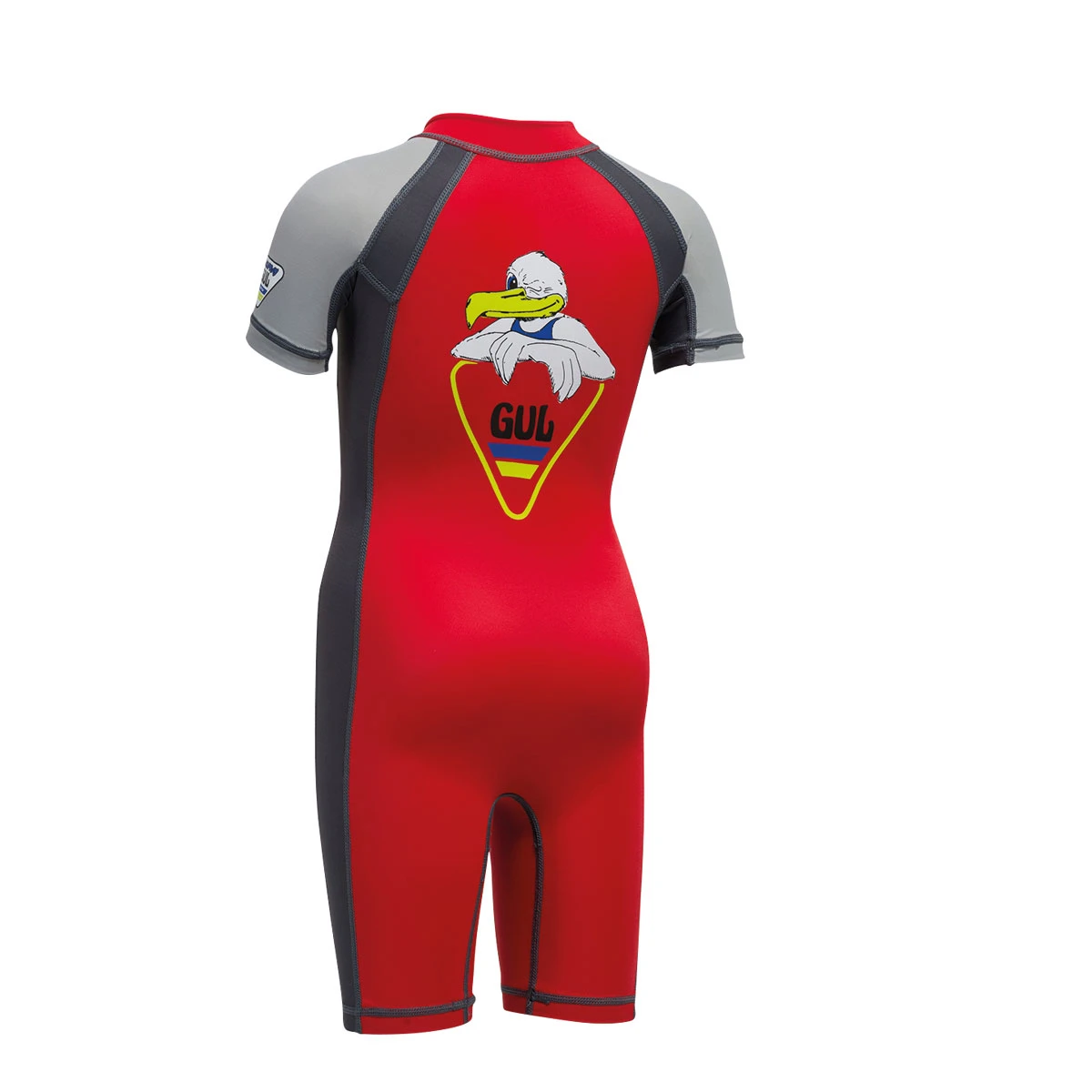 Gul Junior Flatlock UV Protection Sunsuit - Red/Grey - Image 2