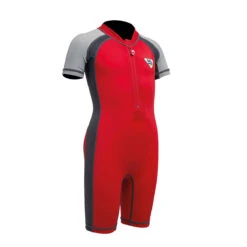 Gul Junior Flatlock UV Protection Sunsuit - Red/Grey